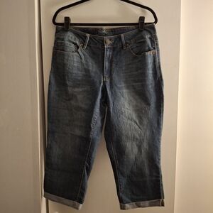 Faded Glory Women's Casual Blue Denim Distressed Capri Jeans